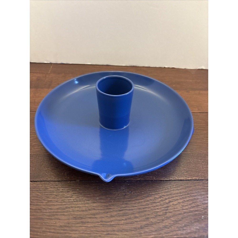 Chicken Roaster Dish Beer Cooker Casserole Handles Spout Blue Ceramic Unused‎